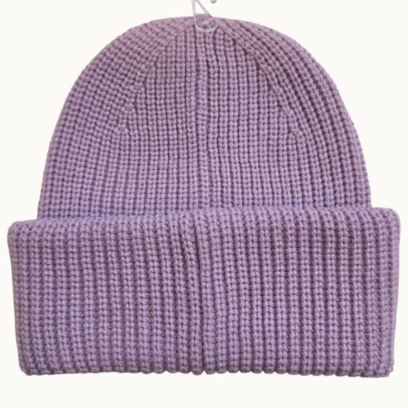 NWT Coach Faded Pink Ribbed Knit Beanie with Woven Logo Patch - Picture 5 of 5